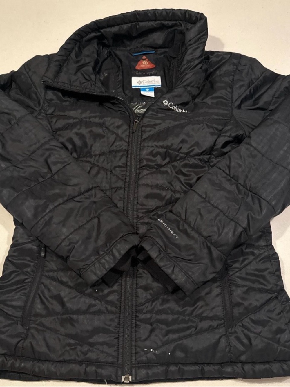 Columbia Black Jacket with Blue Accent Interior Labeling
